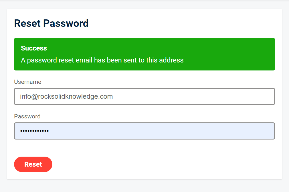 Reset Password Invalid Account